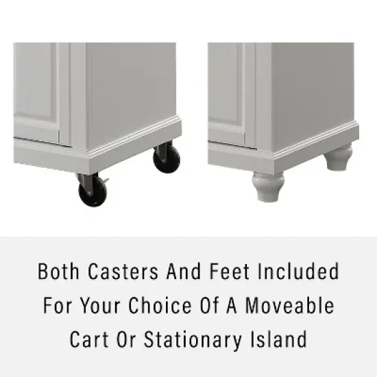 Cambridge Natural Wood Top Kitchen Island White - Crosley image {3}