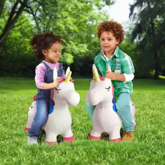 Fun Little Toys PVC Hopping Unicorn Horse,Inflatable Unicorn Toys for Outdoor Toddler Toys image {2}