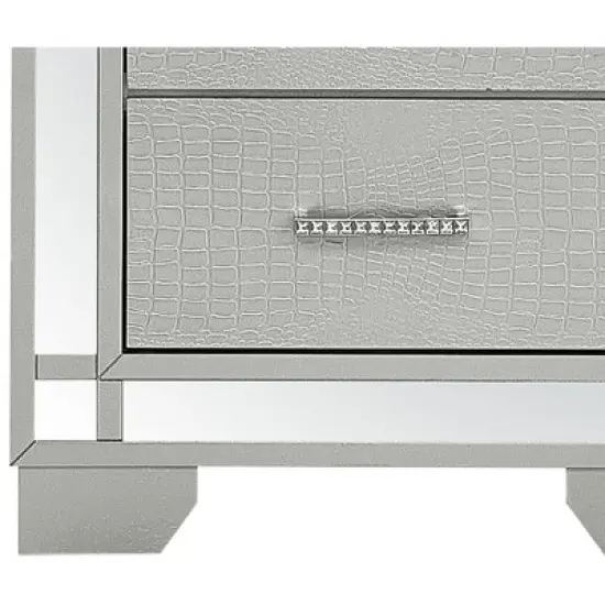 Passion Furniture Madison 2-Drawer Silver Champagne Nightstand (26 in. H x 17 in. W x 23 in. D) image {6}