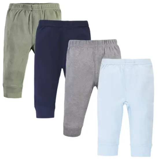 Touched by Nature Baby and Toddler Boy Organic Cotton Pants 4pk, Blue Green image {6}