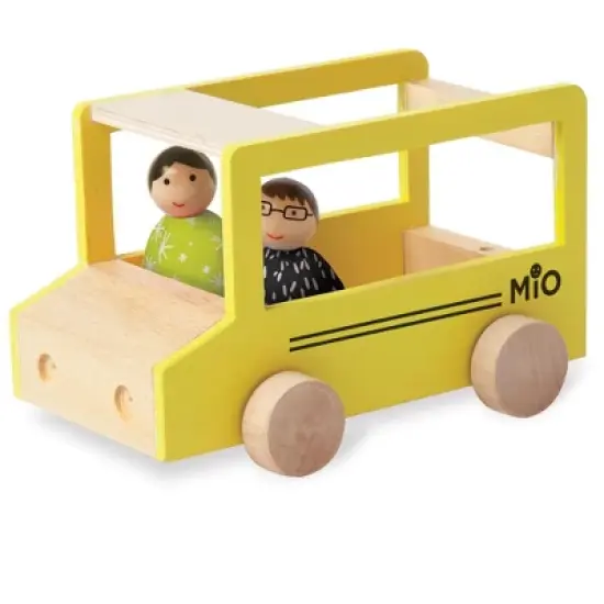 Manhattan Toy MiO School Bus + 2 People Modular Wooden Building Set Playset image {2}