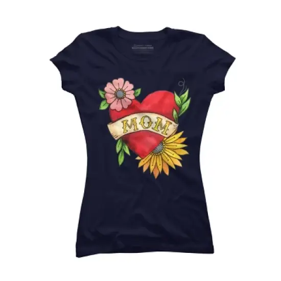 Junior's Design By Humans Watercolor Flower Mom Tattoo By latheandquill T-Shirt image {3}