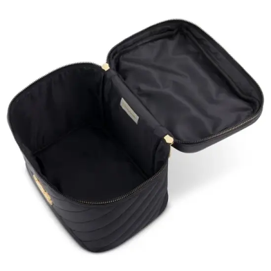 Daisy Fuentes Women's Quilted Makeup Bag - Makeup Organizer Travel Bag, Cosmetic Bag, Toiletry Bag, Square Train Case image {3}