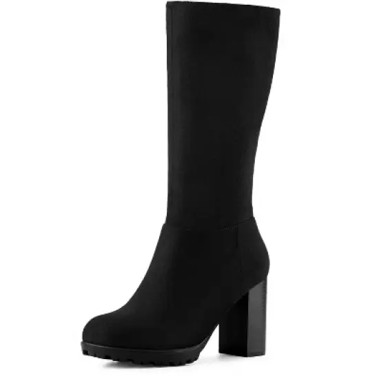 Allegra K Women's Mid Calf Block Heel Boots image {11}
