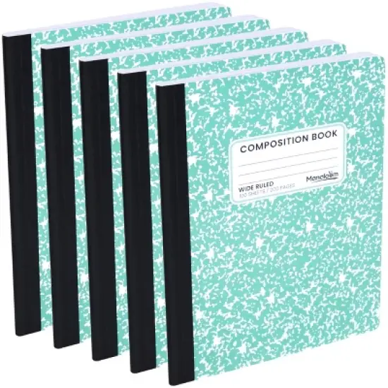 Manaloom Wide Ruled Composition Notebooks &ndash; 5 Pack &ndash; 100 Sheets, 9.75" x 7.5", Sewn Binding &ndash; Colored Notebooks for School, Work, Journaling image {6}