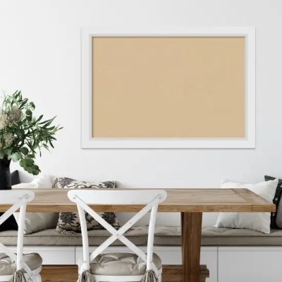Amanti Art Cork Board Wood Framed Blanco White Bulletin Board, Organization Board, Pin Board image {4}