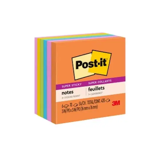 Post-it Super Sticky Notes 3"x 3" Energy Boost Collection: 6 Multicolor Pads, 70 Sheets Each, Art & Design Theme image {19}