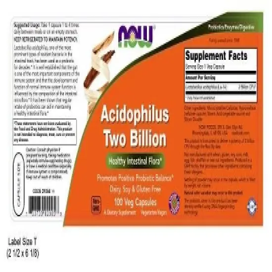 Acidophilus Two Billion by Now Foods  -  100 Capsule image {1}