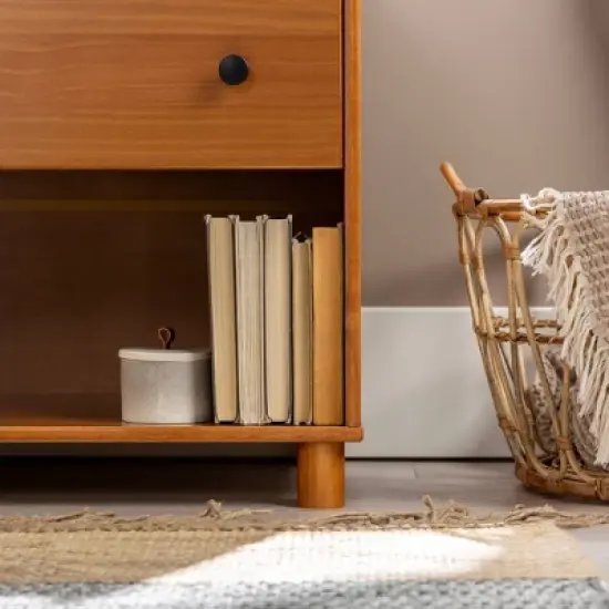 Katie Transitional Tray Top 1 Drawer Solid Wood Nightstand Caramel - Saracina Home image {14}