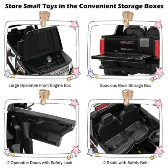 Costway 12V Licensed GMC Kids Ride On Police Car 2-Seater Truck w/Remote Control & Music image {9}