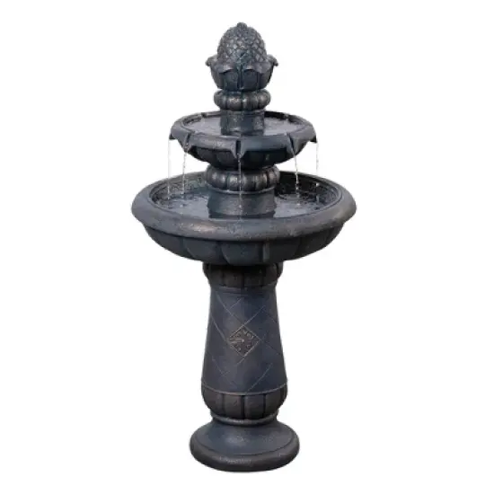 Teamson Home 39" 2-Tier Birdbath Water Fountain Antique Copper image {9}