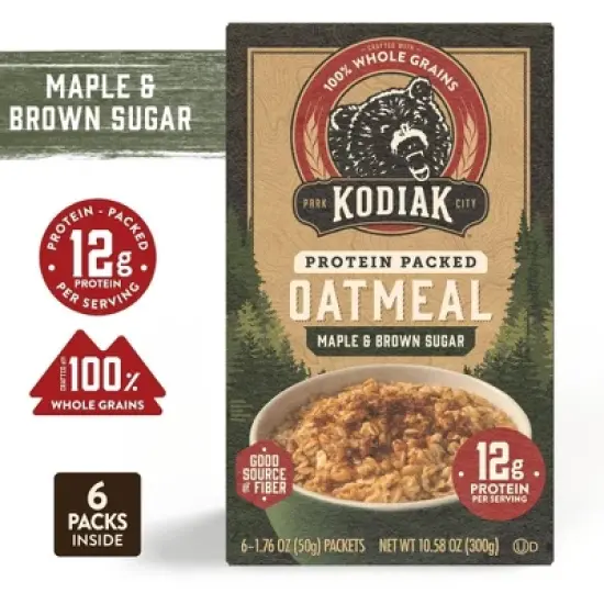 Kodiak Protein-Packed Instant Oatmeal Maple & Brown Sugar - 6ct image {1}