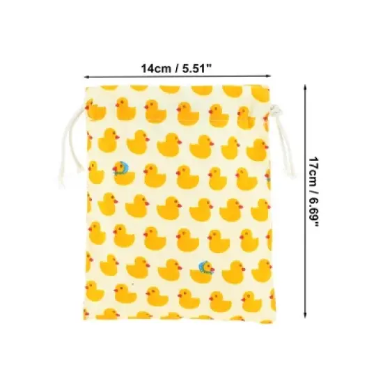 Unique Bargains Women Durable Drawstring Ducks Cosmetic Bag Yellow 1 Pc image {1}