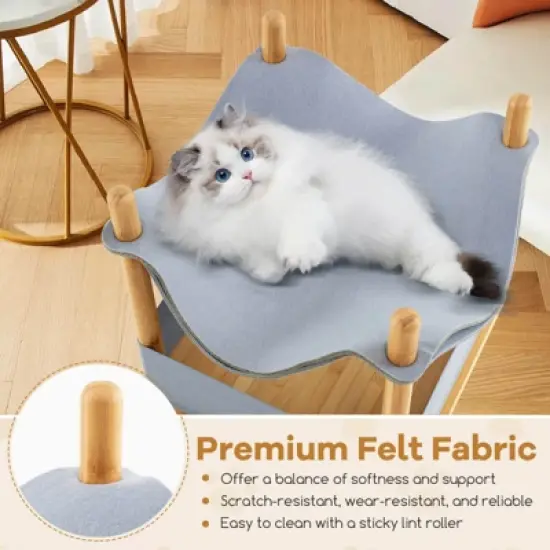 Costway 2-Tier Wooden Cat House Modern Cat Tree w/ Storage Space Small Pet Furniture for Indoor Kittens image {6}