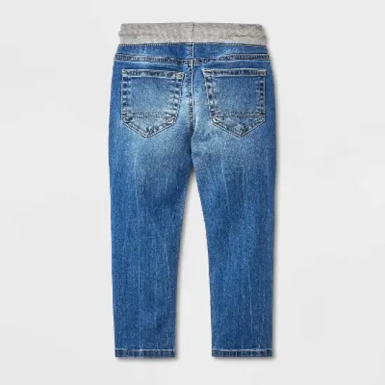 Toddler Boys' 2pk Pull-On Straight Fit Jeans - Cat & Jack&trade; Blue Denim/Brown image {1}