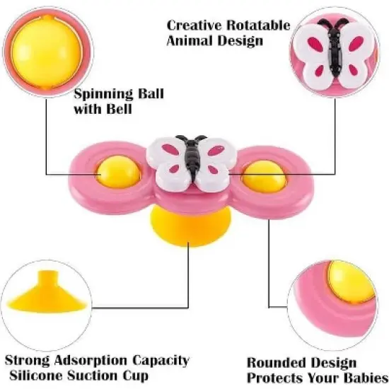 Suction Cup Spinner Toys for Toddlers, Suction Cup Fidget Spinner Bath Toys, Spinning Top Baby Sensory Toys for Toddlers 1-3 Boys Girls image {3}
