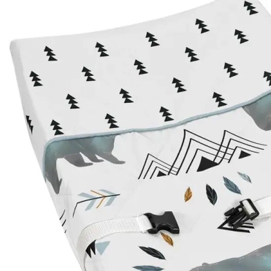 Sweet Jojo Designs Changing Pad Cover Boy Bear Mountain Blue Black and White image {3}