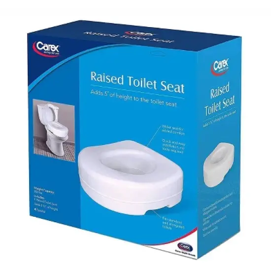 Carex Raised Toilet Seat with Rubber Pads - White image {1}
