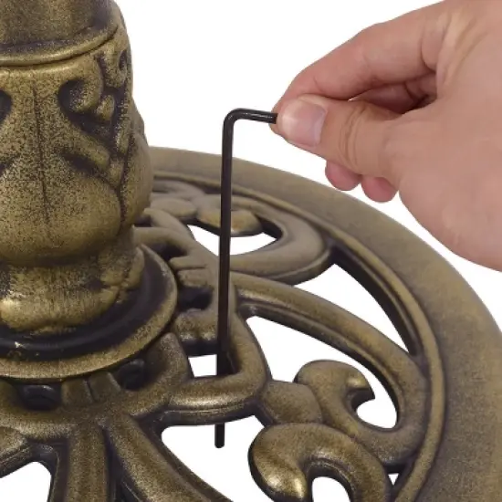 Costway Antique Gold Freestanding Pedestal Bird Bath Feeder Outdoor Garden Yard Decor image {7}