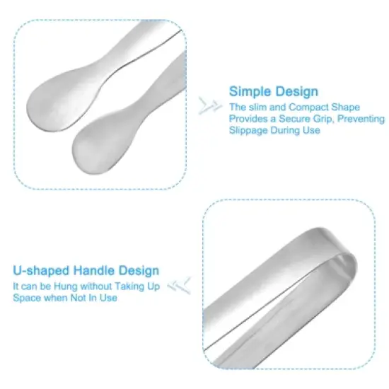 Unique Bargains Stainless Steel Kitchen Mini Ice Appetizers Dessert Serving Tongs image {3}