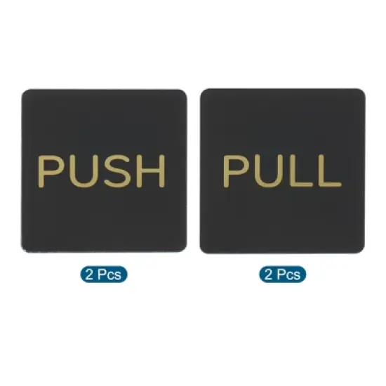 Unique Bargains Square Self-Adhesive Decor Home Business Push Pull Door Sign 4 Pcs image {2}
