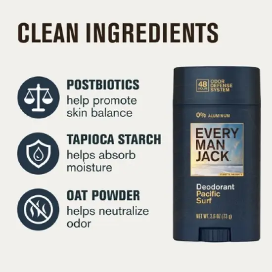 Every Man Jack 48-Hour Odor Defense Premium Deodorant - Pacific Surf - 2.6oz image {3}