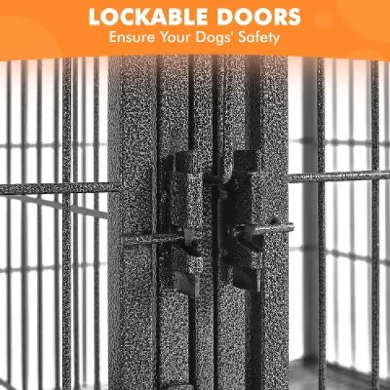 Yaheetech 42.5" W Rolling Dog Crate for Small Dogs, Black image {7}