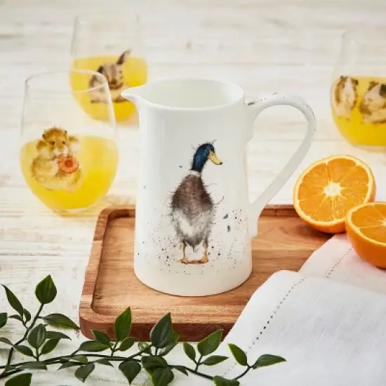 Royal Worcester Wrendale Designs 1 Pint Water Pitcher with Handle - Charming Fine Bone China Jug - Dishwasher & Microwave Safe (Duck) image {5}