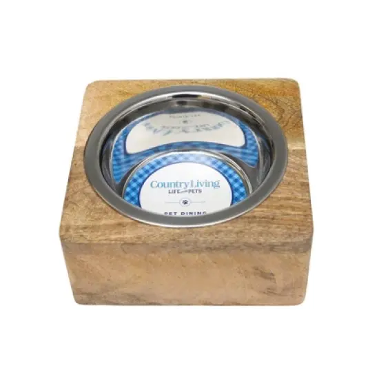 Country Living Elegant Stainless Steel Dog Bowl with Mango Wood Holder &ndash; (1 Quart) image {7}