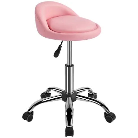 Yaheetech Height Adjustable Modern PU Leather Rolling Bar Stool Salon Stool image {7}