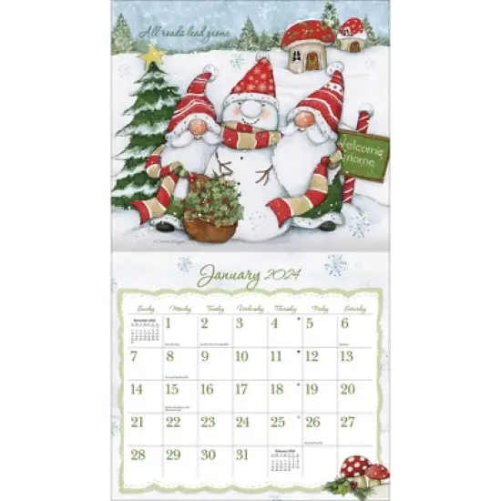 Lang 2024 Wall Calendar 24"x12" Gnome Sweet Gnome image {1}
