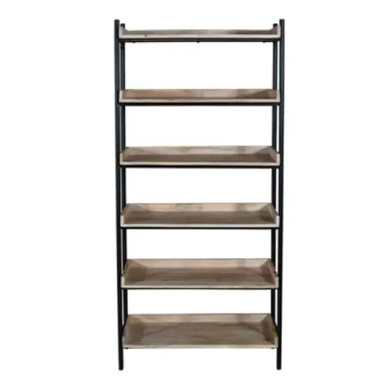 75" Yuka Rustic Etagere/Bookcase with 5 Shelves Natural Finish - Treasure Trove Accents image {1}