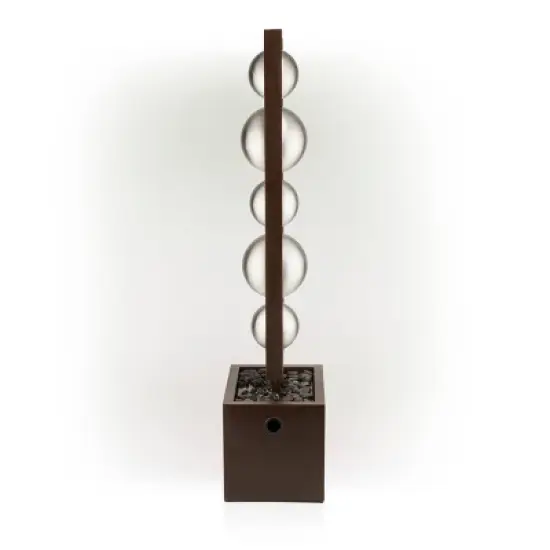55" Metal Modern Column Fountain with Stainless Steel Orbs Silver/Brown - Alpine Corporation image {4}