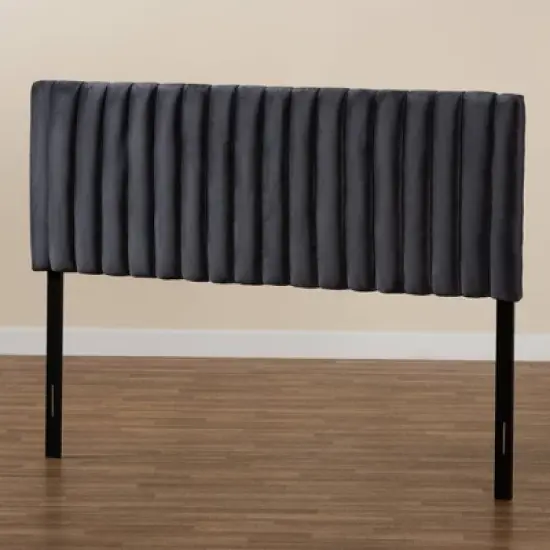 Emile Velvet Fabric Upholstered and Wood Headboard - Baxton Studio image {7}