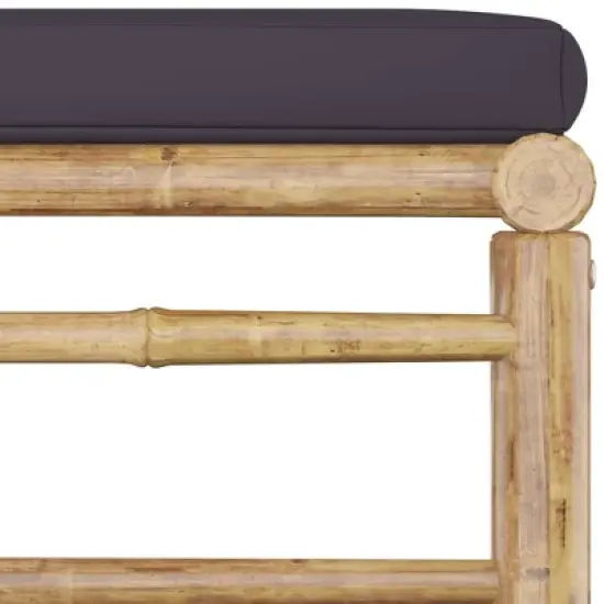 vidaXL Bamboo Patio Lounge Set with Dark Gray Cushions - 8 Piece Outdoor Furniture Collection - Modular Design for Variable Arrangements image {9}