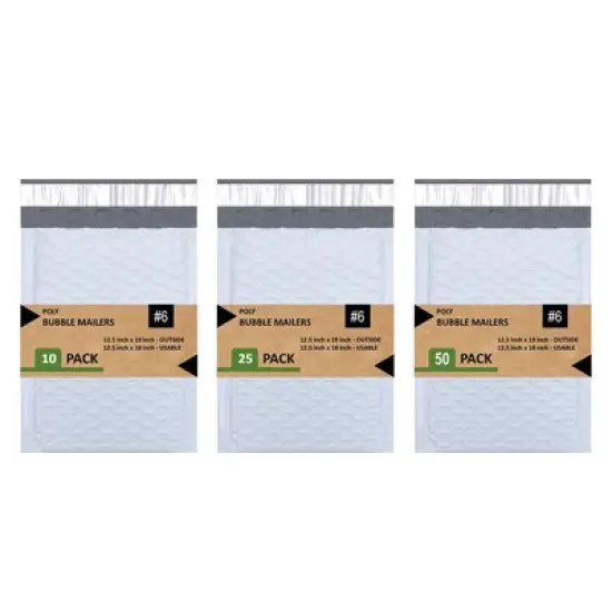 Link Size #6 12.5"x19" Poly Bubble Mailer Self-Sealing Waterproof Shipping Envelopes Pack Of 10/25/50 image {5}