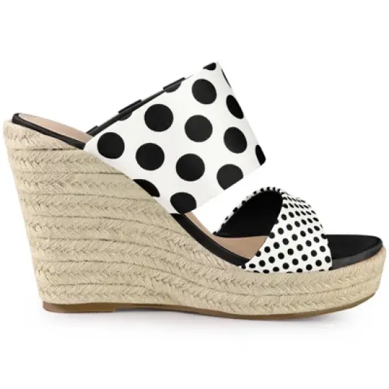 Allegra K Women's Polka Dots Platform Espadrille Wedge Heel Sandals image {5}