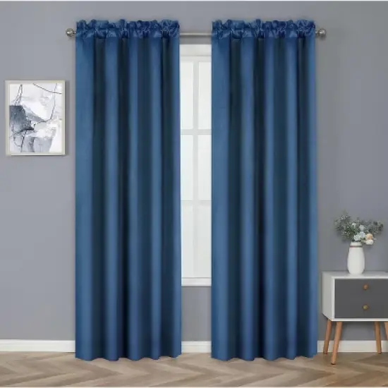 Kate Aurora Basic Drape Light Filtering Woven Jacquard Thermal Single Rod Pocket Window Curtain Panel image {7}