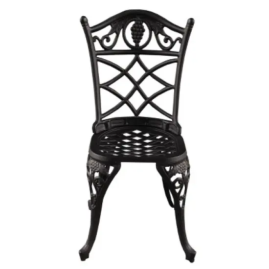 3pc Grape Vineyard Aluminum Patio Bistro Set - Black- Oakland Living: Weather-Resistant Outdoor Furniture image {4}