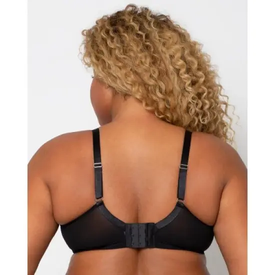 Curvy Couture Womens Sheer Mesh Full Coverage Unlined Underwire Bra image {2}