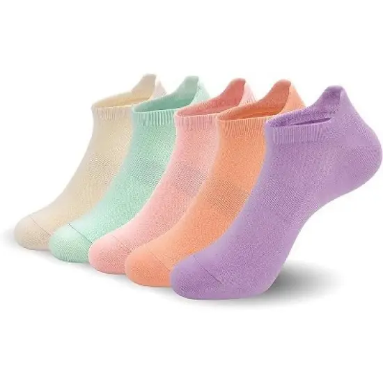 SERISIMPLE Women Ultra Thin Socks Viscose Bamboo Low Cut No Show Anti Odor Arch Support Mesh Socks 5 Pairs image {14}