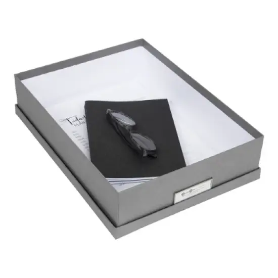 Bigso Oskar Fiberboard Label Frame Document Letter Box - File Organizer Box for Paperwork - Document Storage with a Lid image {3}