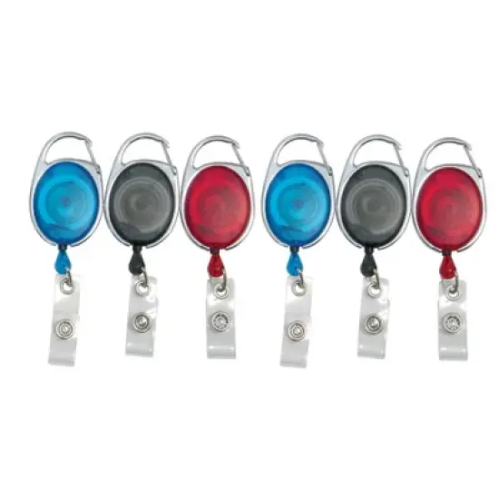 SICURIX Quick Clip Oval ID Badge Reel, Red, Blue, Smoke, 3 Per Pack, 2 Packs image {6}