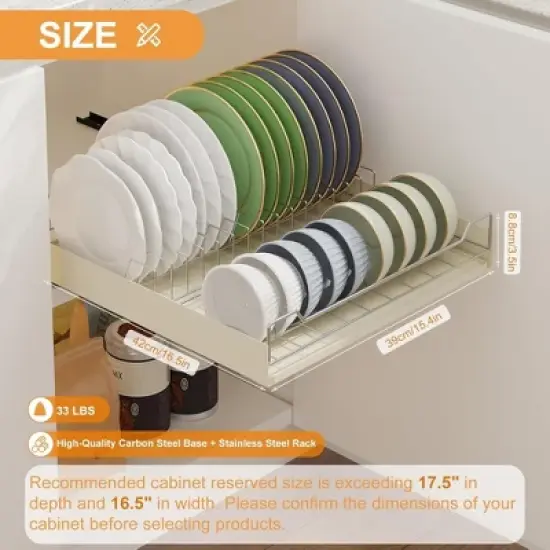 Pull Out Cabinet Organizer, Metal Slide Out Dish and Bowl Drying Rack, Fixed with Adhesive Nano Film image {2}