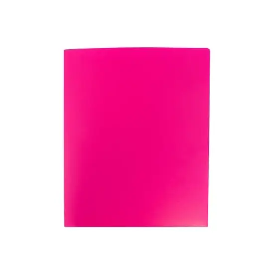 JAM Paper Heavy Duty Plastic Two-Pocket School Folders Fuchsia Pink 108/Pack 383HFUB image {4}