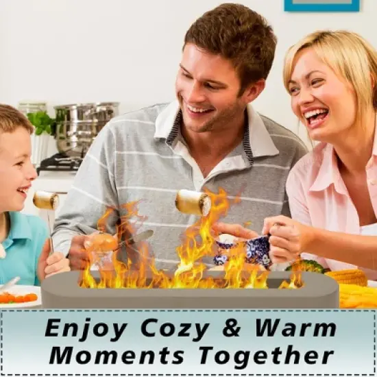 Aoodor Concrete Tabletop Fire Pit Portable Mini Small Tabletop Fireplace Rectangular Brown for Indoor & Outdoor - Bio Ethanol Fuel image {8}