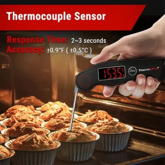 ThermoPro TP19W Waterproof Digital Meat Thermometer, Food Candy Cooking Grill Kitchen Thermometer with Magnet and LED Display for Smoker Thermometer image {2}