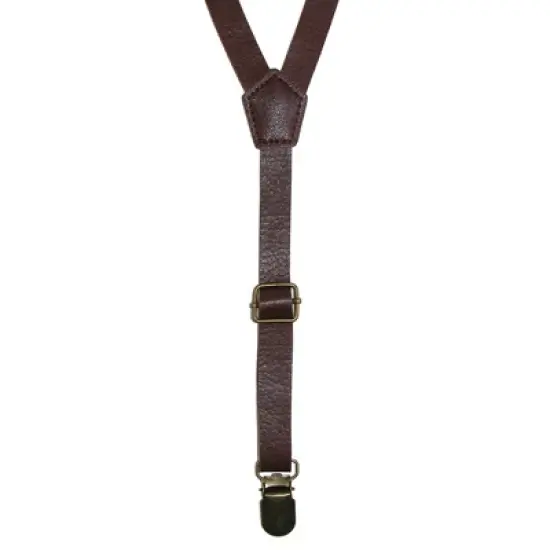 CTM Faux Leather Slim Clip-End Suspenders image {1}