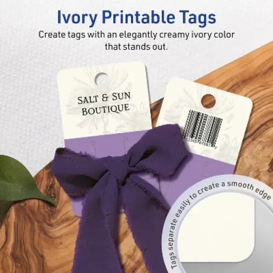 Avery Rounded Slot Tags, 1-1/2" x 2-1/2", Matte Ivory, 100 Total image {2}