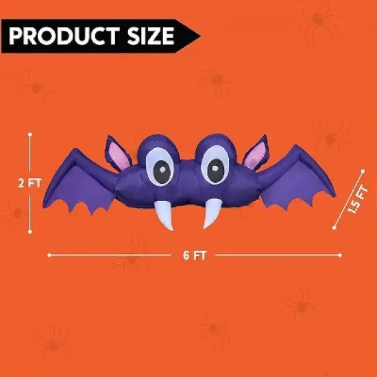 Joyfy 6 FT Long Halloween Inflatable Outdoor Decoration, Inflatable Bat with Built-in LEDs Trunk or Treat Car Decoration for Outdoor Yard Garden Decor image {7}